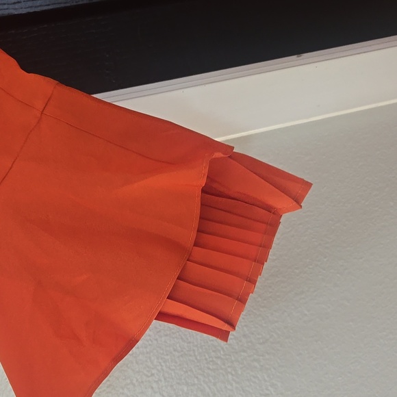 NWT Tahari ASL Burnt Orange Pleated Trim Tie Neck Dress Size 14 - Picture 5 of 15